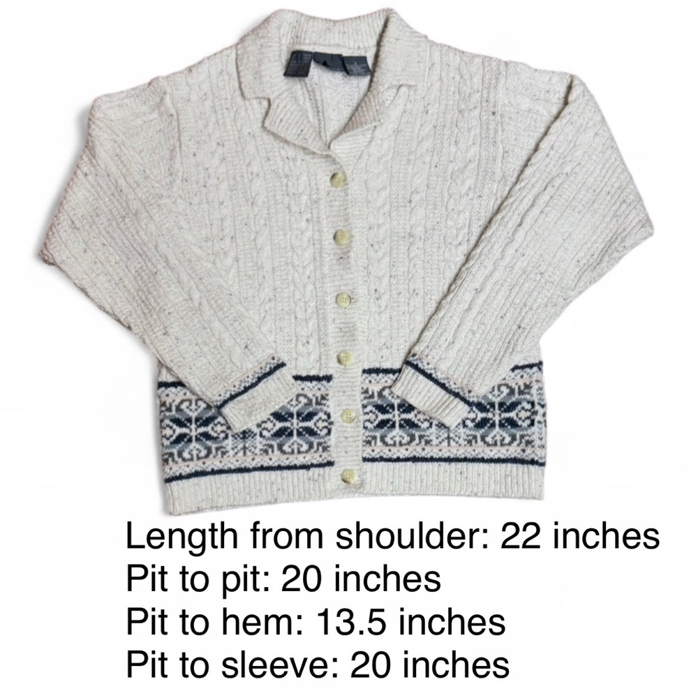 Vintage 90s Lizwear Coastal Cable Knit Cardigan, Size Small - Picture 3 of 10